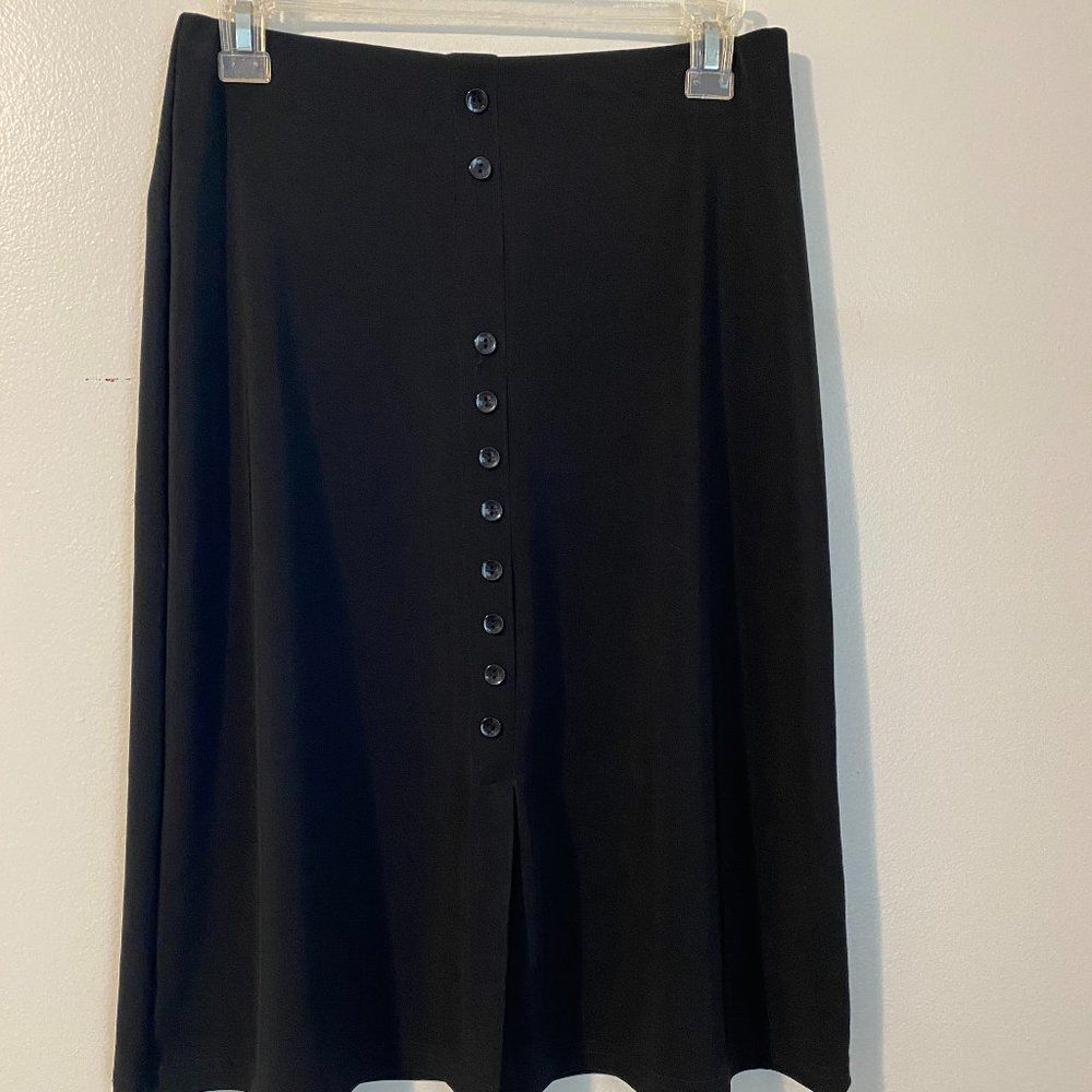 Briggs New York Nylon Faux Button-Down Black Skirt Size M